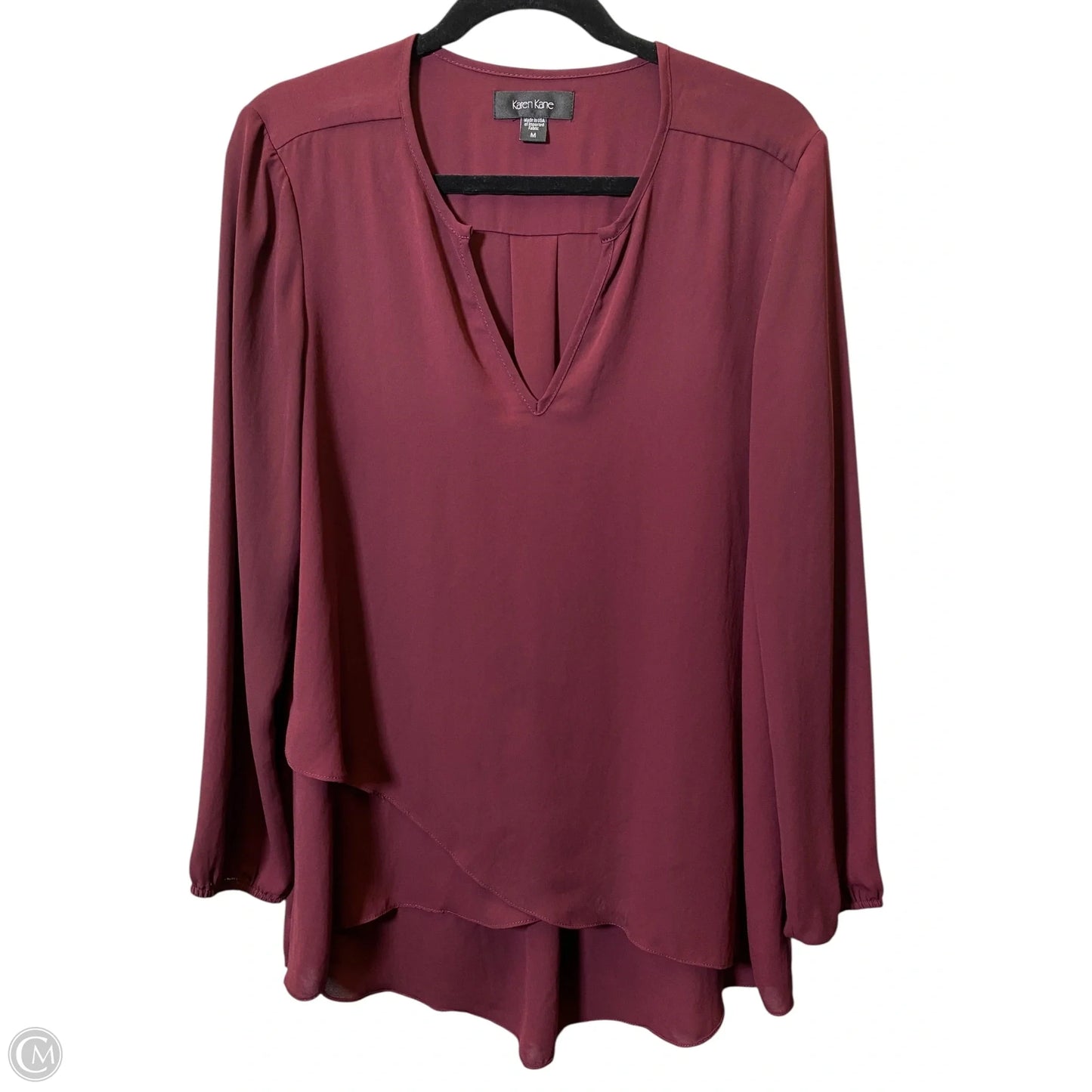 Top Long Sleeve By Karen Kane In Maroon, Size: M