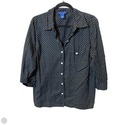 Blouse 3/4 Sleeve By Karen Scott In Polkadot Pattern, Size: L