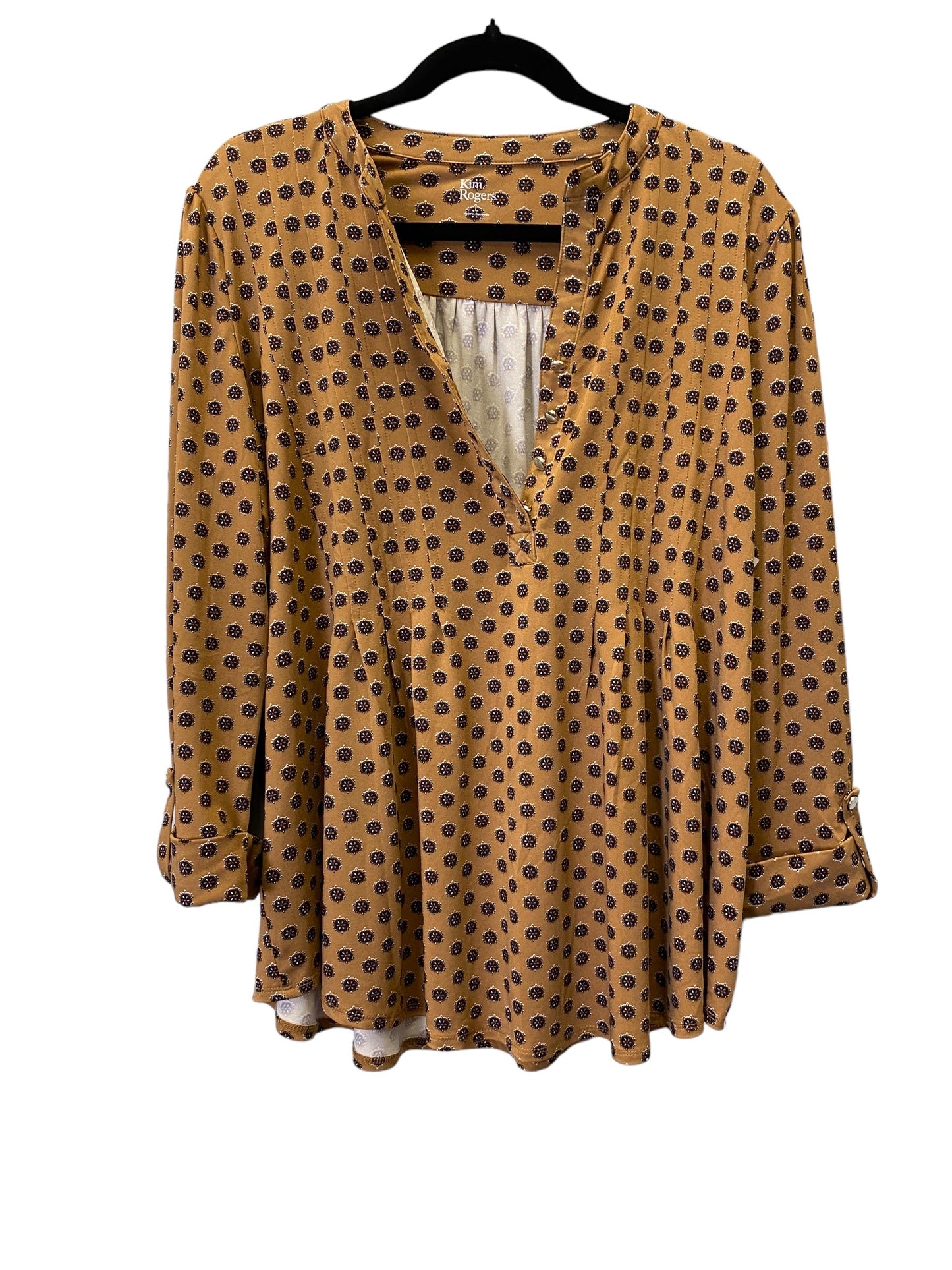 Brown Blouse 3/4 Sleeve Kim Rogers, Size L