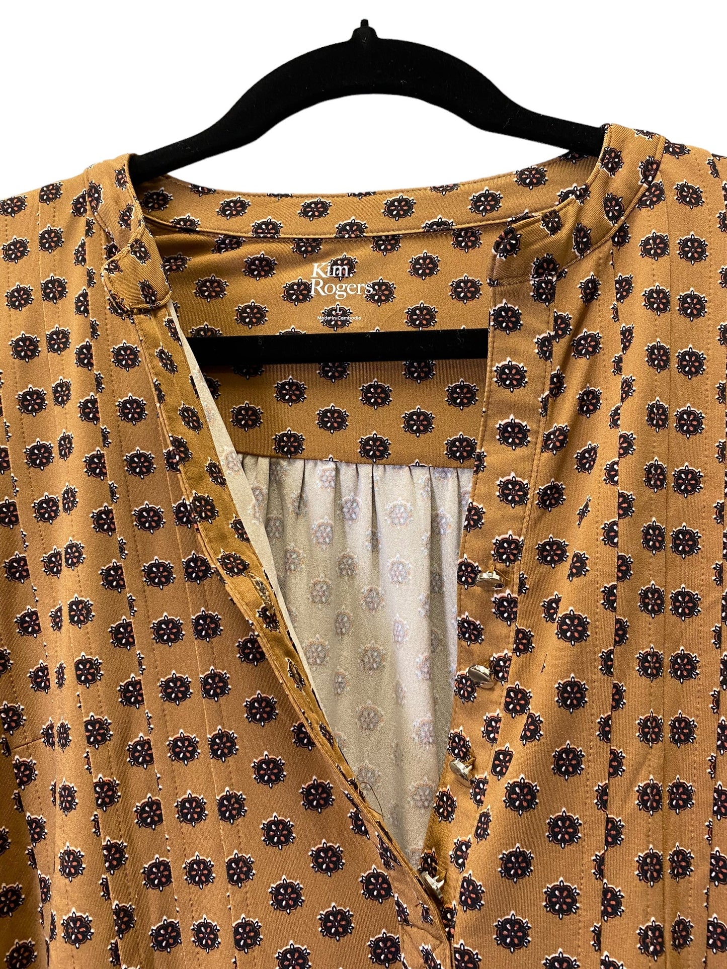 Brown Blouse 3/4 Sleeve Kim Rogers, Size L