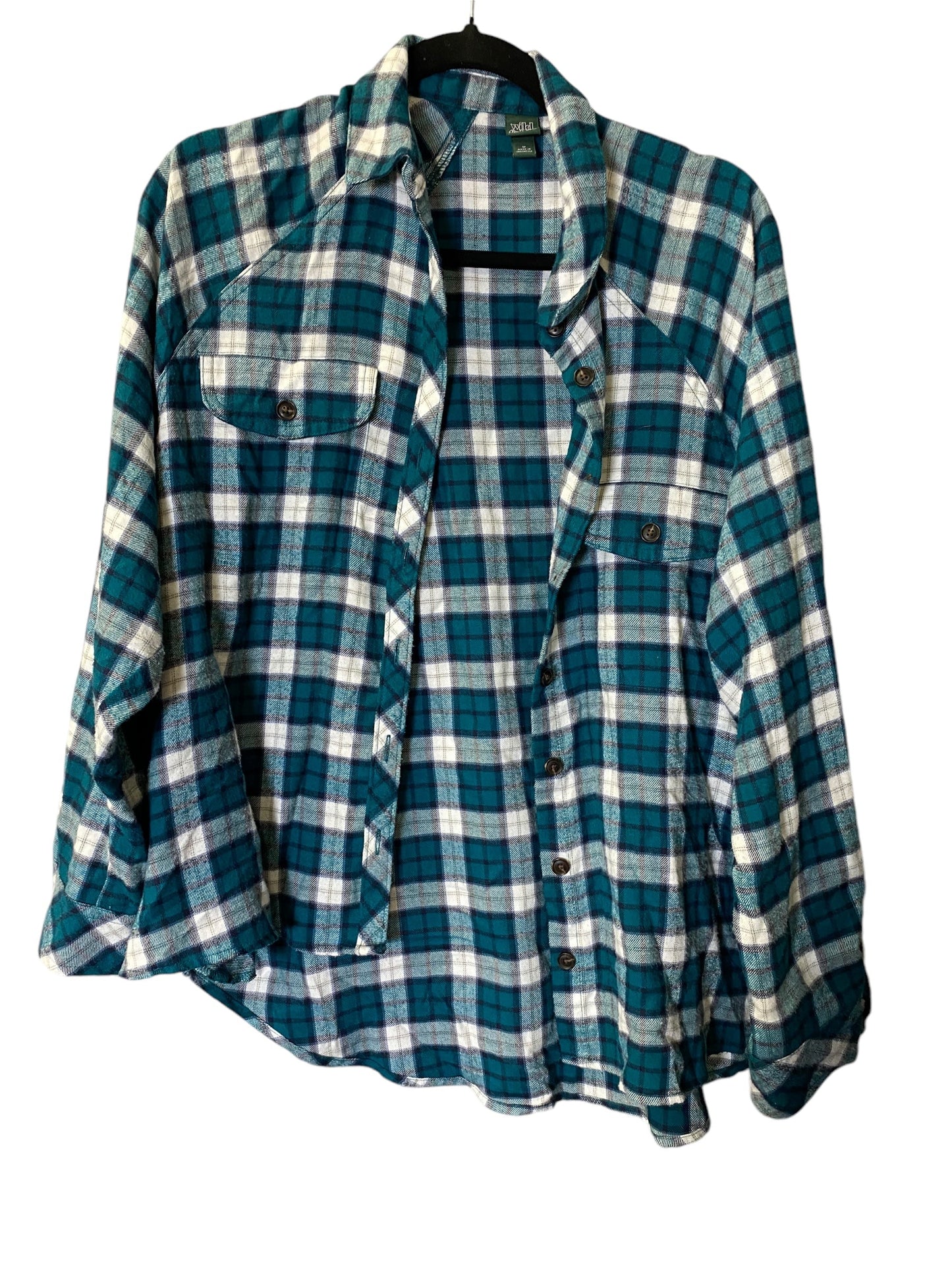 Jacket Shirt By Wild Fable In Checkered Pattern, Size: M