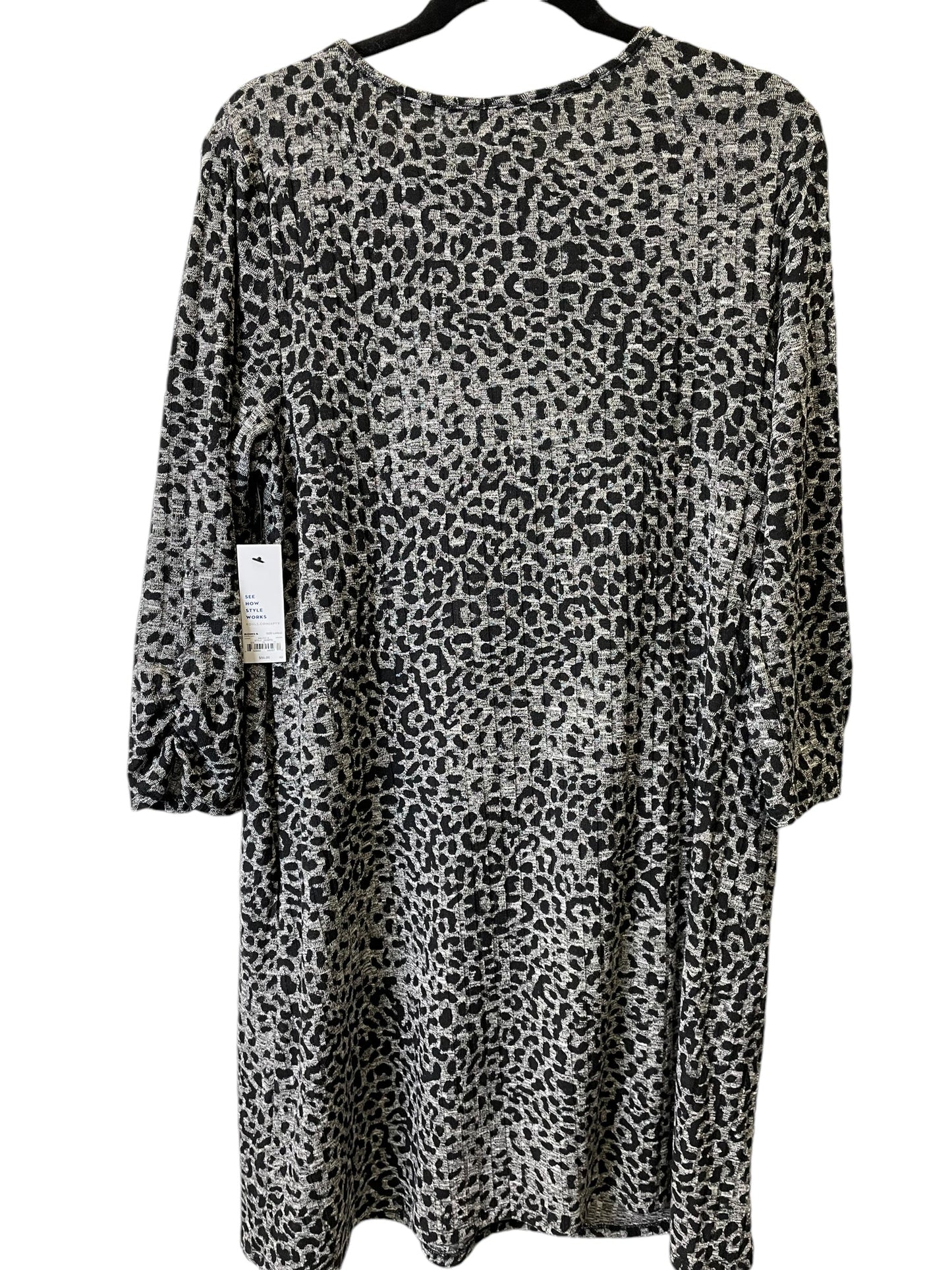 Dress Sweater By Apt 9 In Black & Grey, Size: L