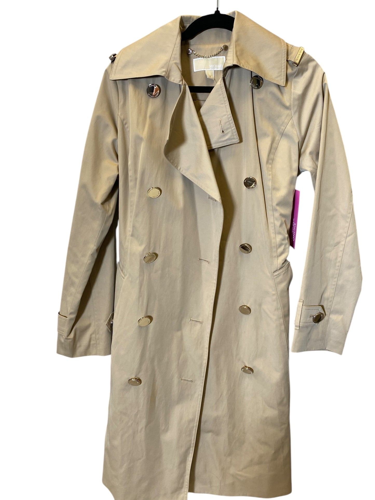 Coat Trench Coat By Michael Kors In Beige, Size: S