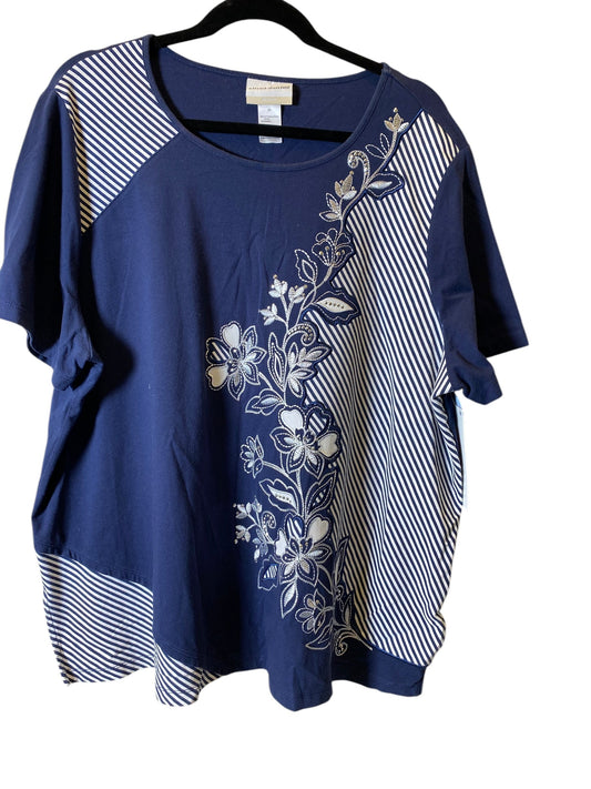 Top Short Sleeve By Alfred Dunner In Navy, Size: 2x