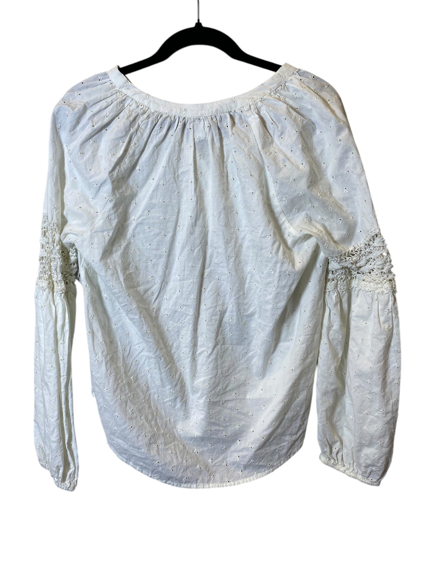 Blouse Long Sleeve By Gap In White, Size: S