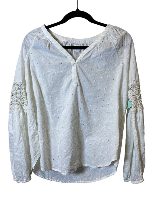 Blouse Long Sleeve By Gap In White, Size: S