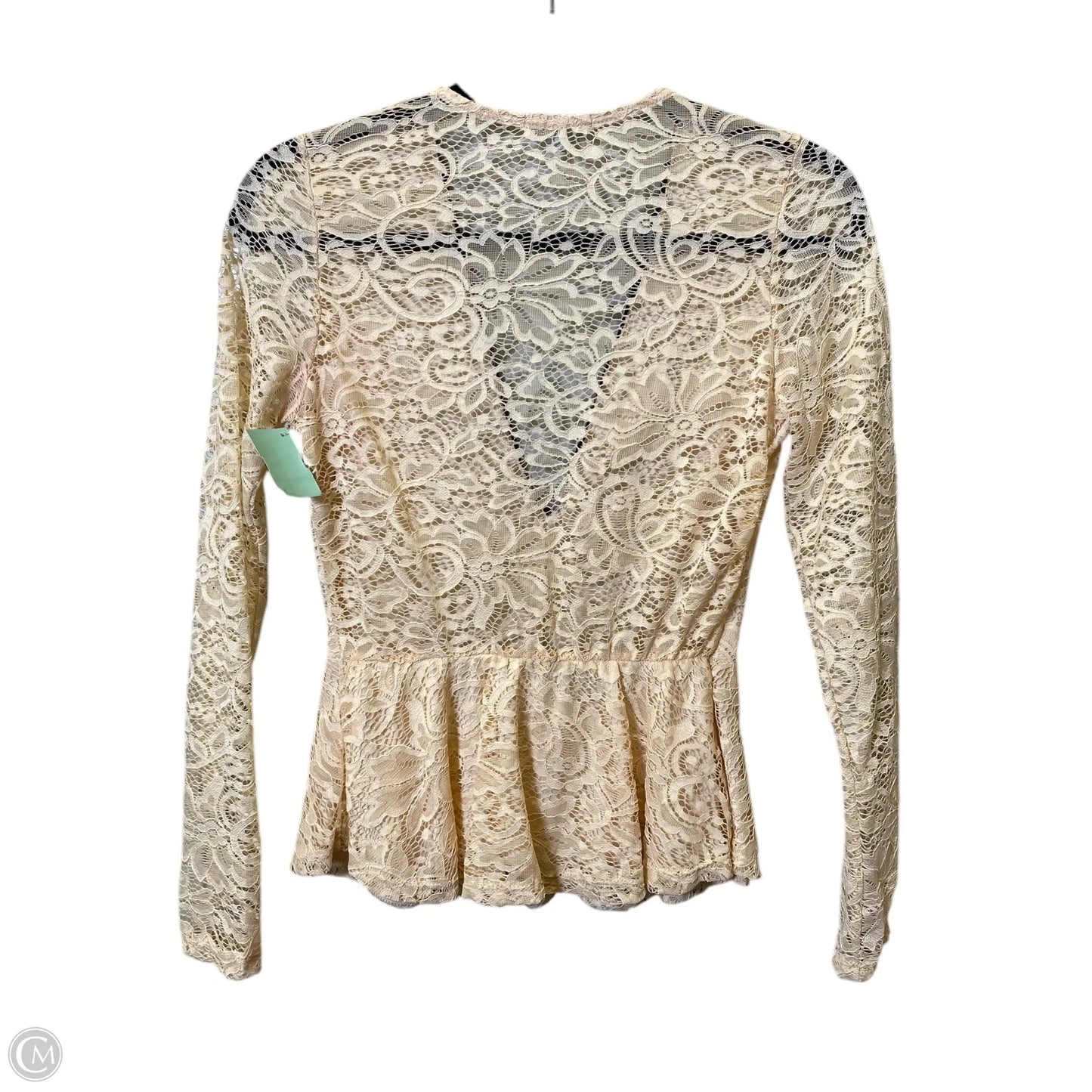 Top Long Sleeve By Charlotte Russe In Black & Cream, Size: S