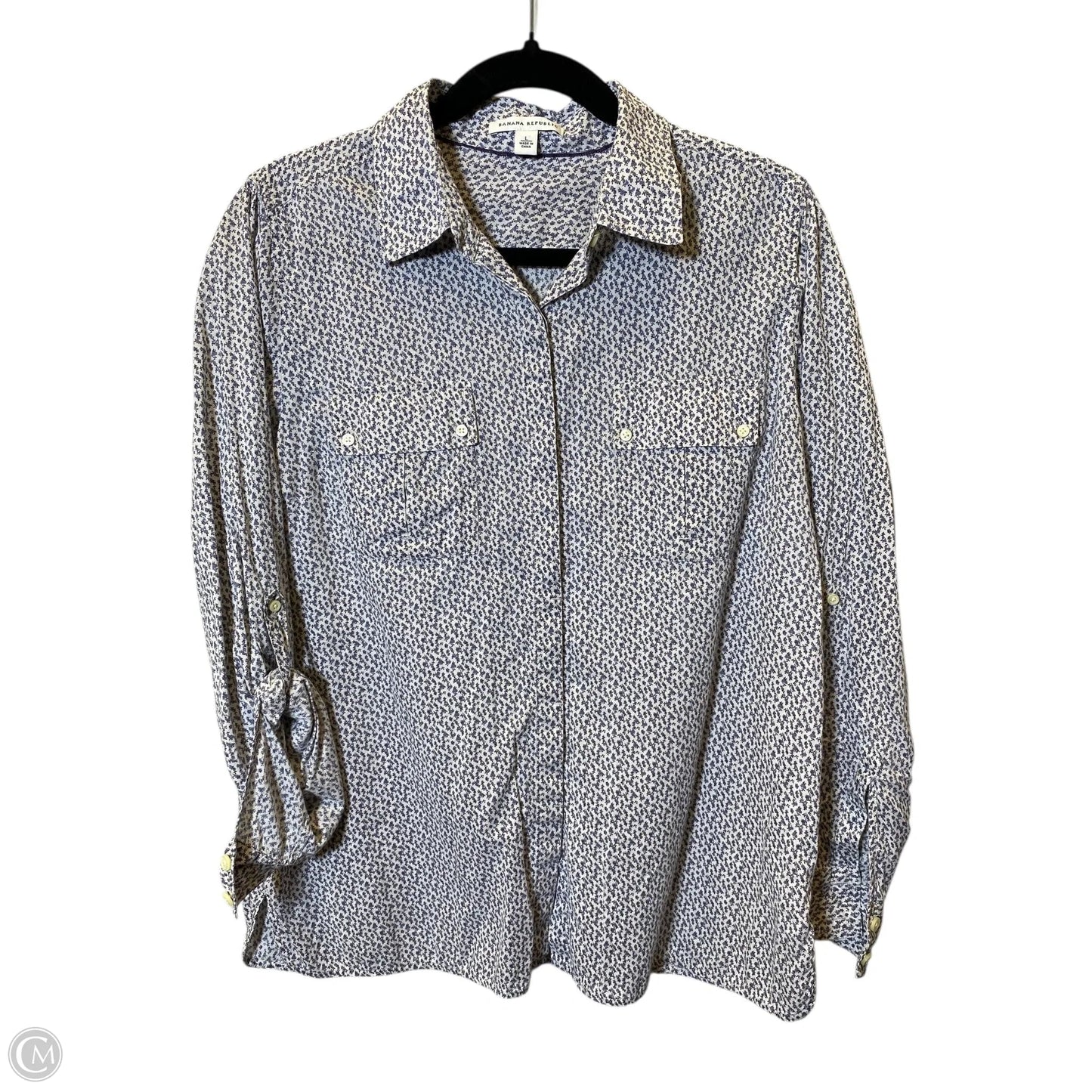 Blouse Long Sleeve By Banana Republic In Multi-colored, Size: L