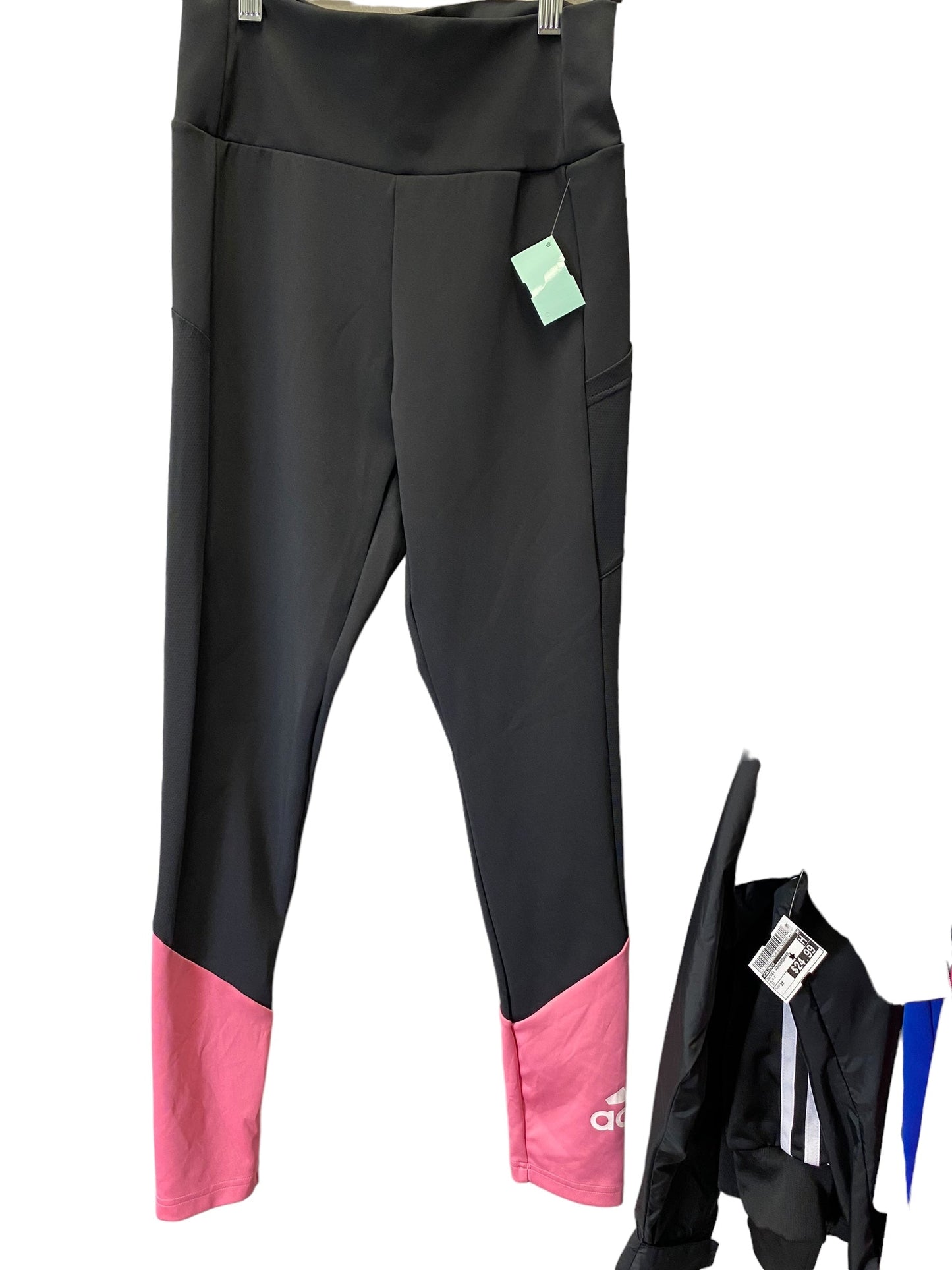 Athletic Leggings By Adidas In Black & Pink, Size: M