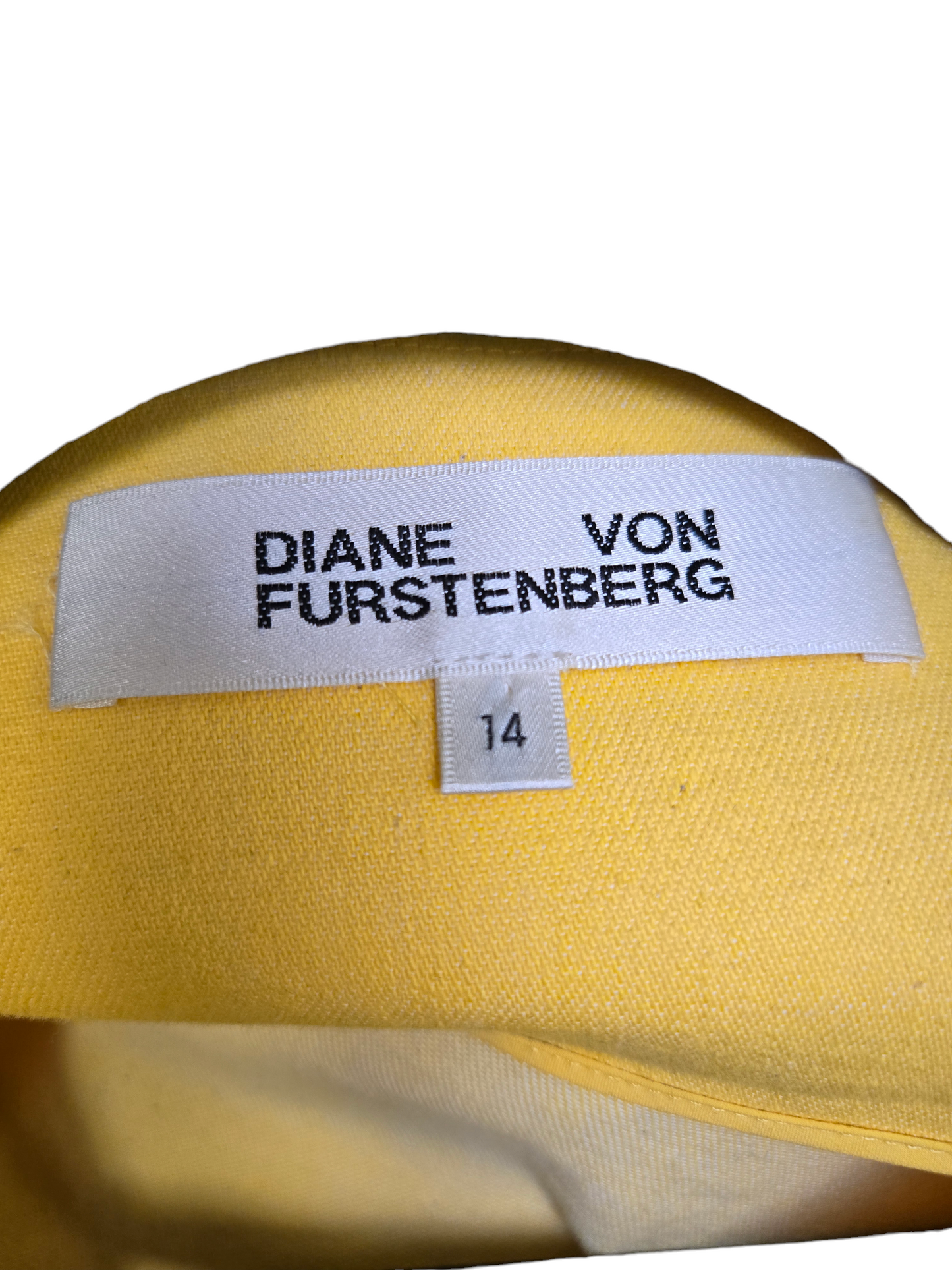 Yellow Dress Designer Diane Von Furstenberg, Size L