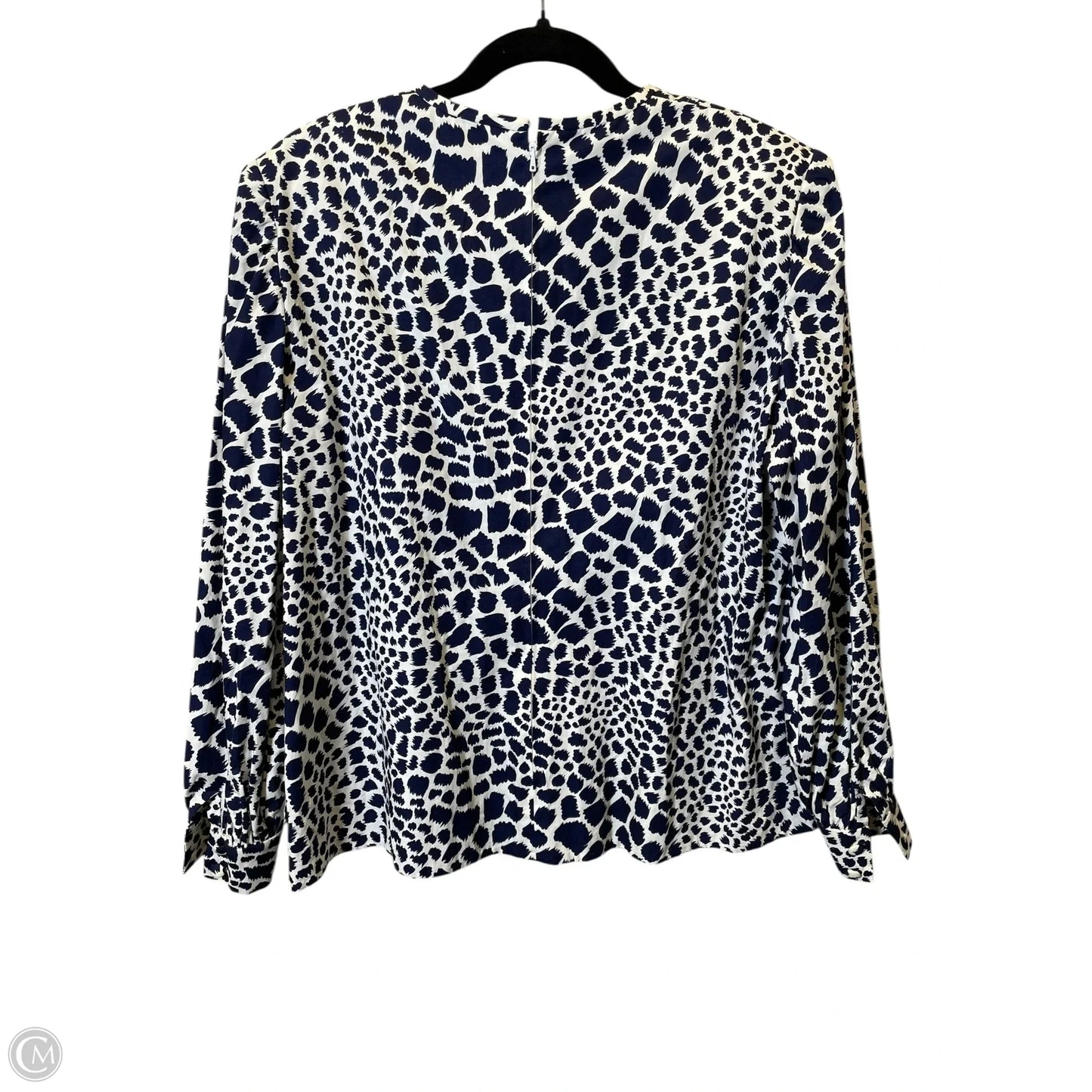 Top Long Sleeve Designer By Neiman Marcus In Blue & White, Size: L