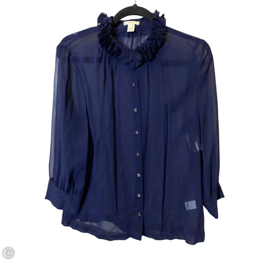 Blouse Long Sleeve By J. Crew In Navy, Size: 8