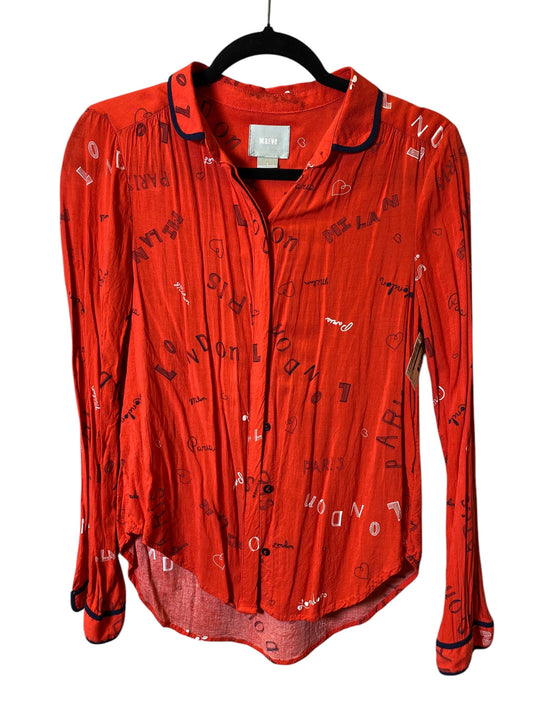 Blouse Long Sleeve By Maeve In Red, Size: 2