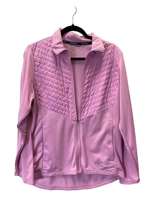 Athletic Jacket By Nike In Pink, Size: L