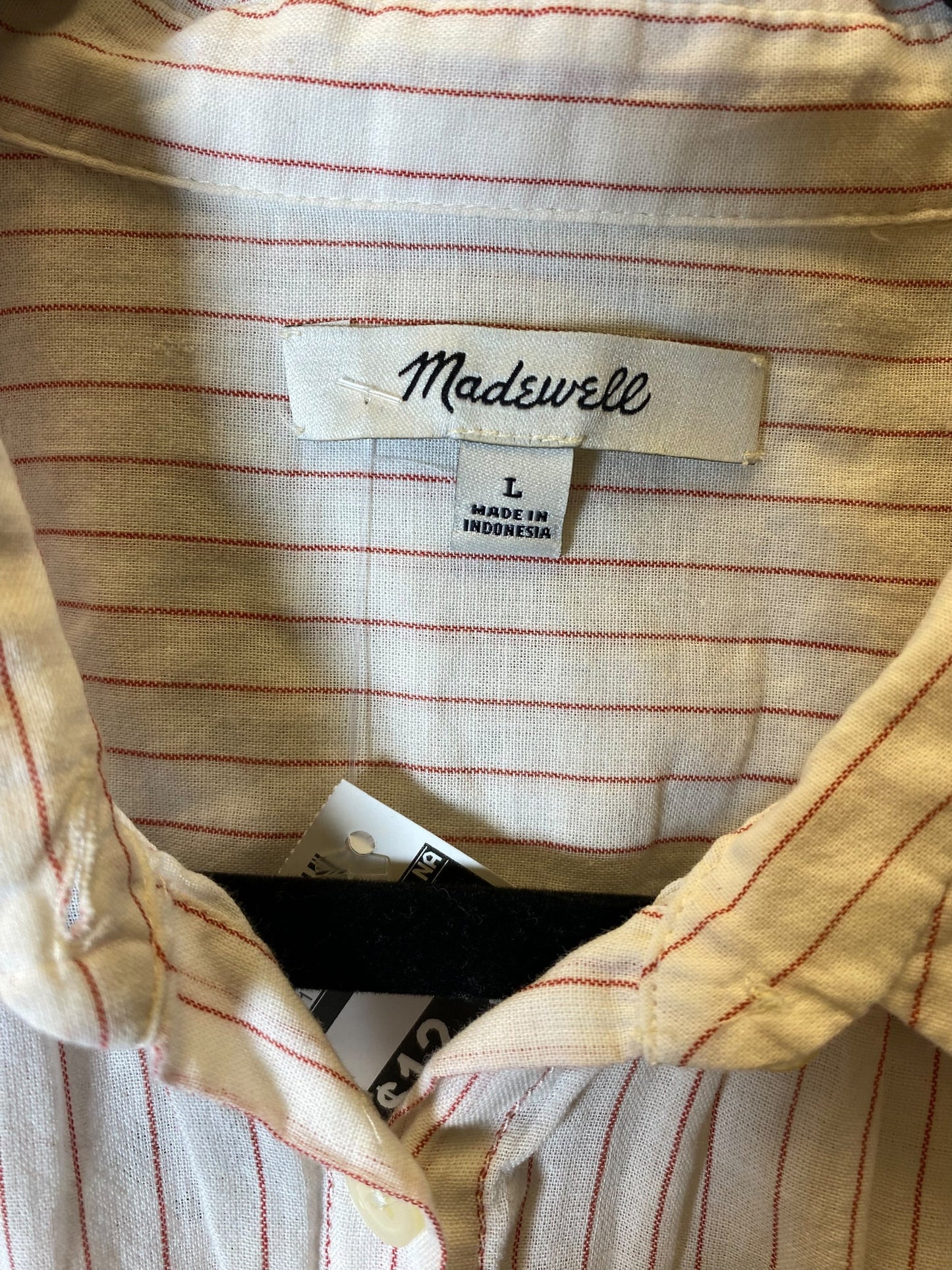 Blouse Short Sleeve By Madewell In Striped Pattern, Size: L