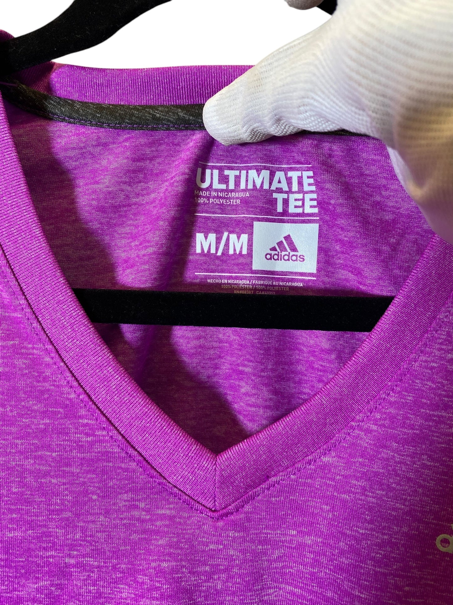 Athletic Top Short Sleeve By Adidas In Purple, Size: M