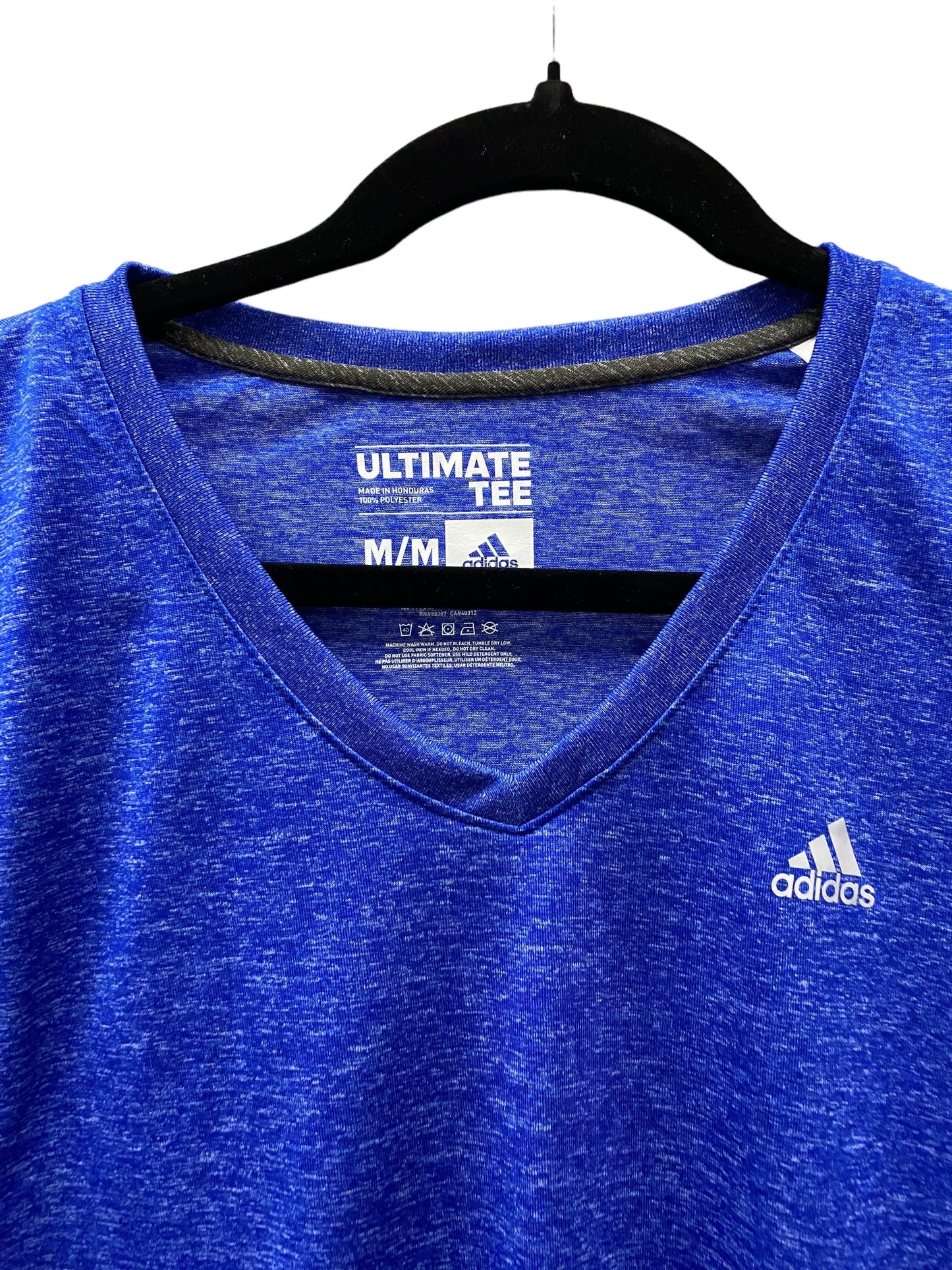 Athletic Top Short Sleeve By Adidas In Blue, Size: M