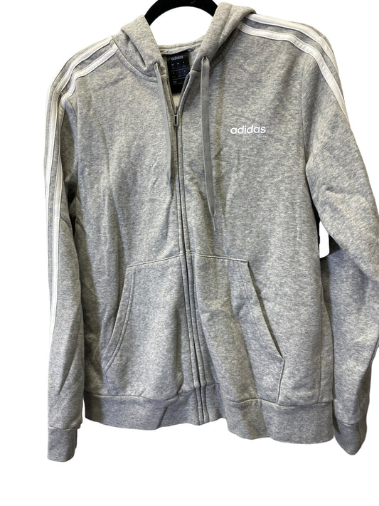 Athletic Jacket By Adidas In Grey, Size: L