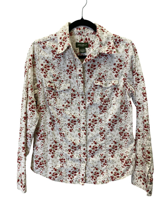 Blouse Long Sleeve By Eddie Bauer In Floral Print, Size: S