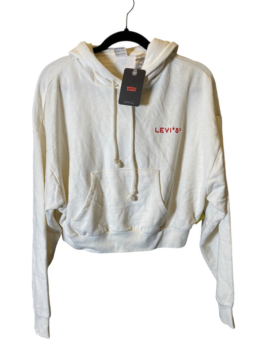 Athletic Sweatshirt Hoodie By Levis In Cream, Size: M