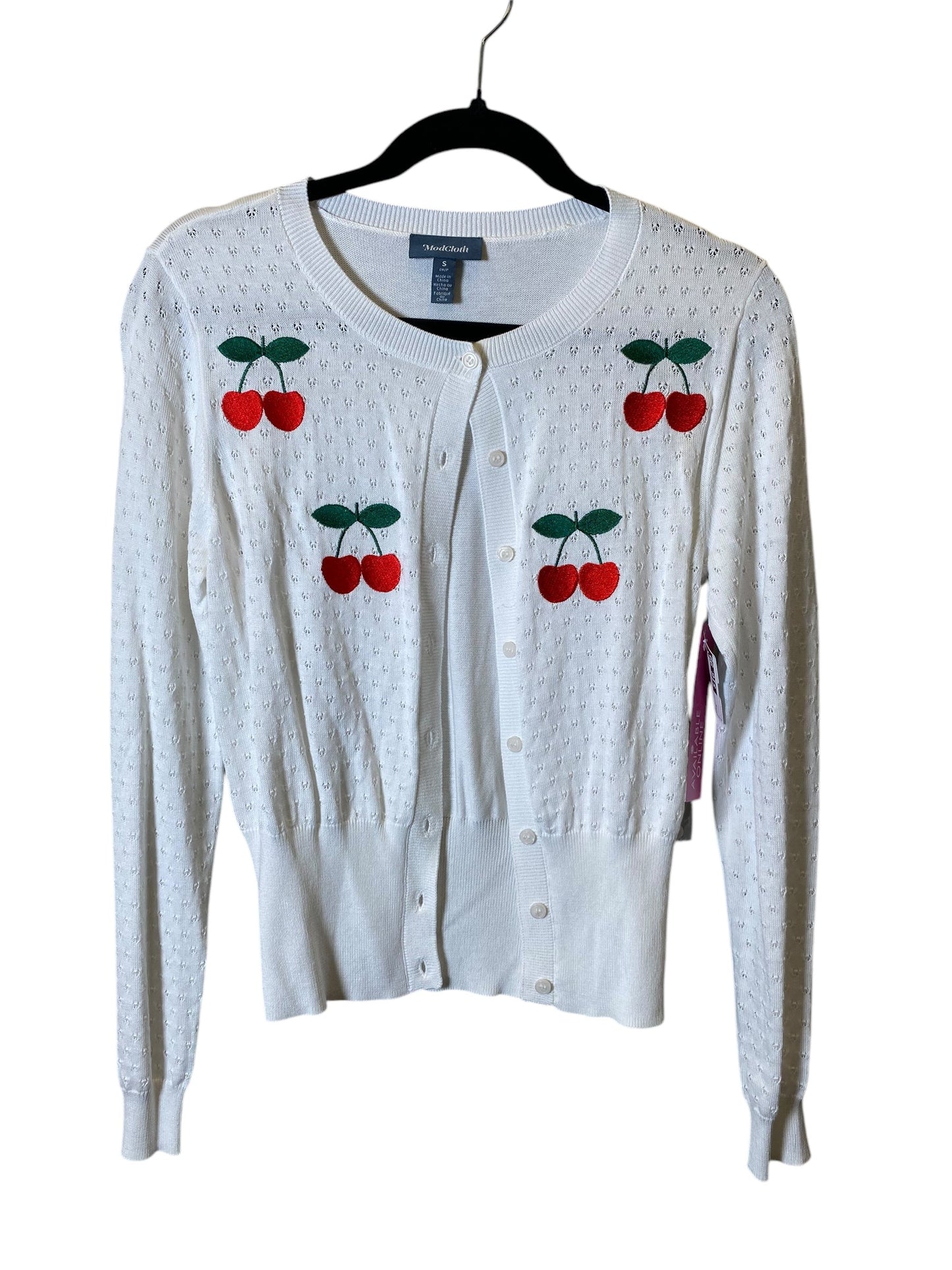 Sweater Cardigan By Modcloth In White, Size: S