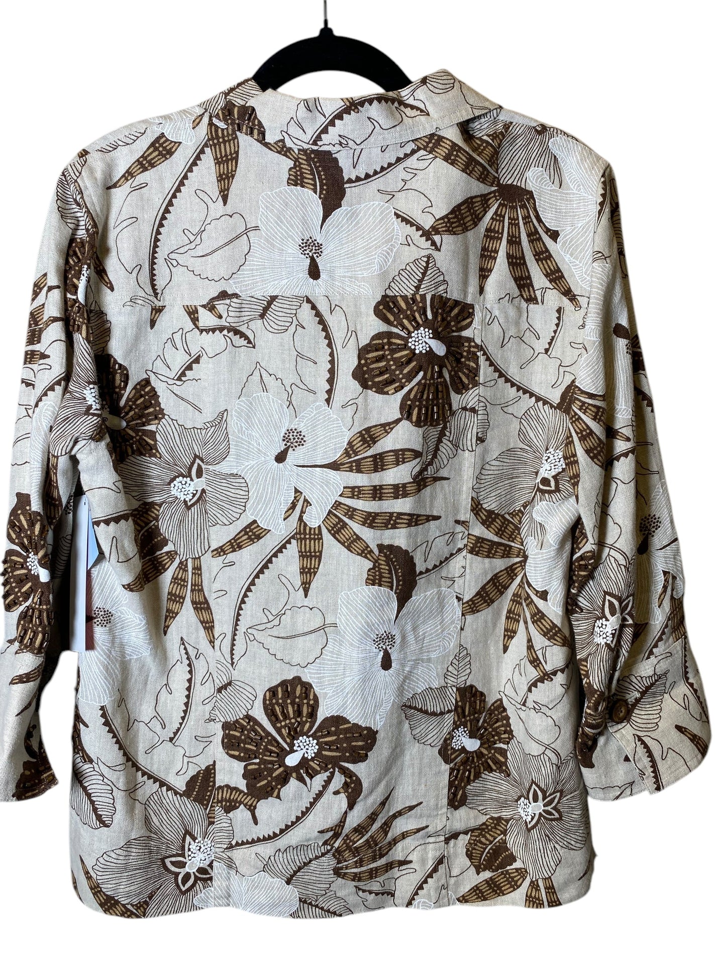 Blouse 3/4 Sleeve By Easy Spirit In Brown & Tan, Size: S