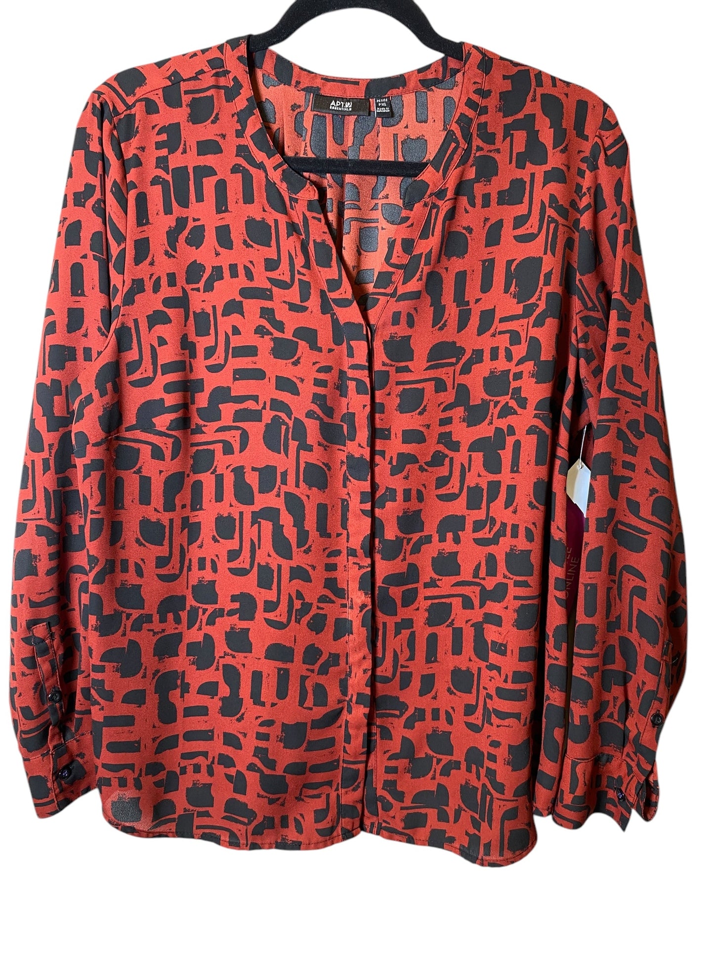 Blouse Long Sleeve By Apt 9 In Black & Red, Size: Xlp