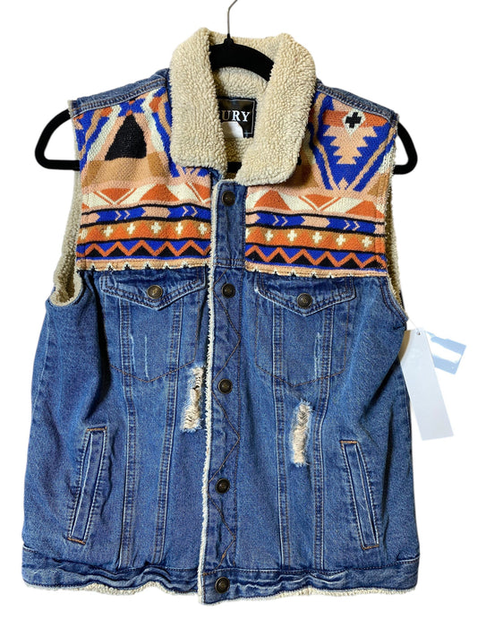 Vest Faux Fur & Sherpa By Cmc In Blue Denim, Size: L