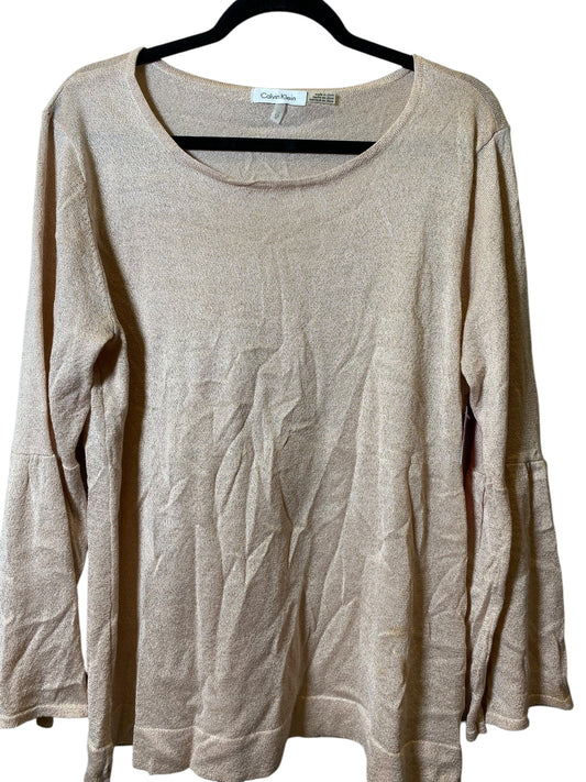 Top Long Sleeve By Calvin Klein In Pink, Size: Xl