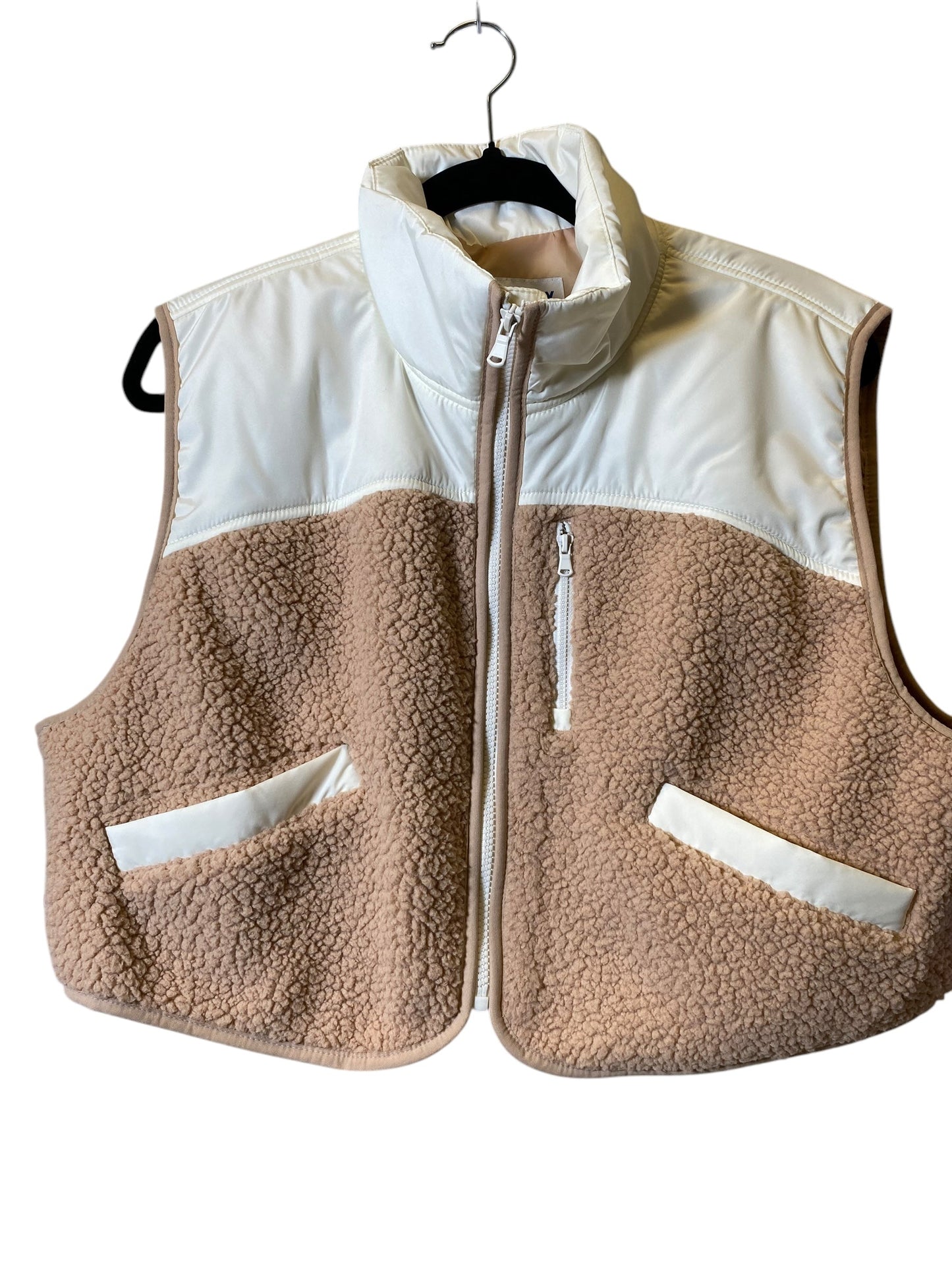 Vest Faux Fur & Sherpa By Old Navy In Brown & Cream, Size: L