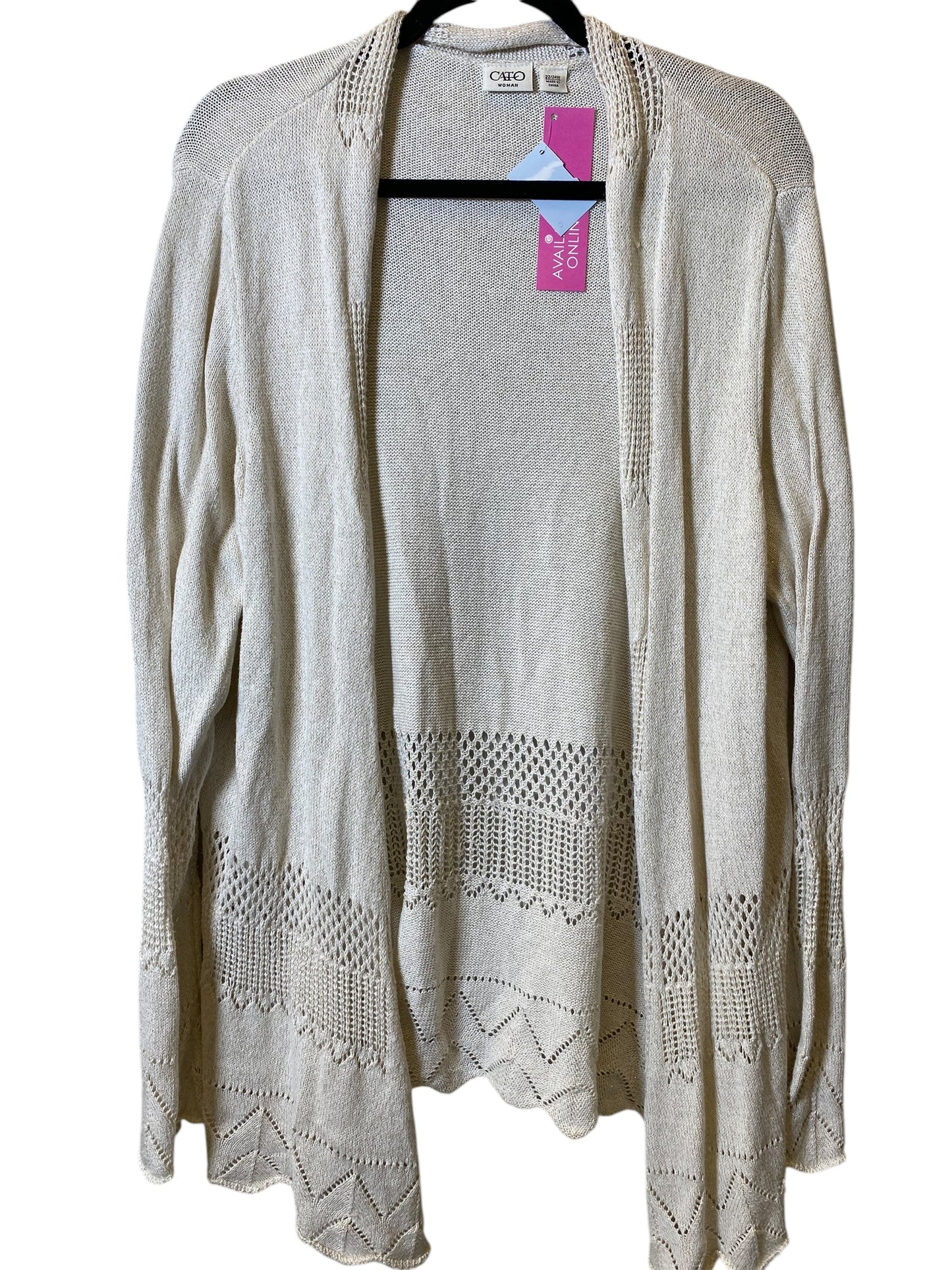 Cardigan By Cato In Cream, Size: 2x