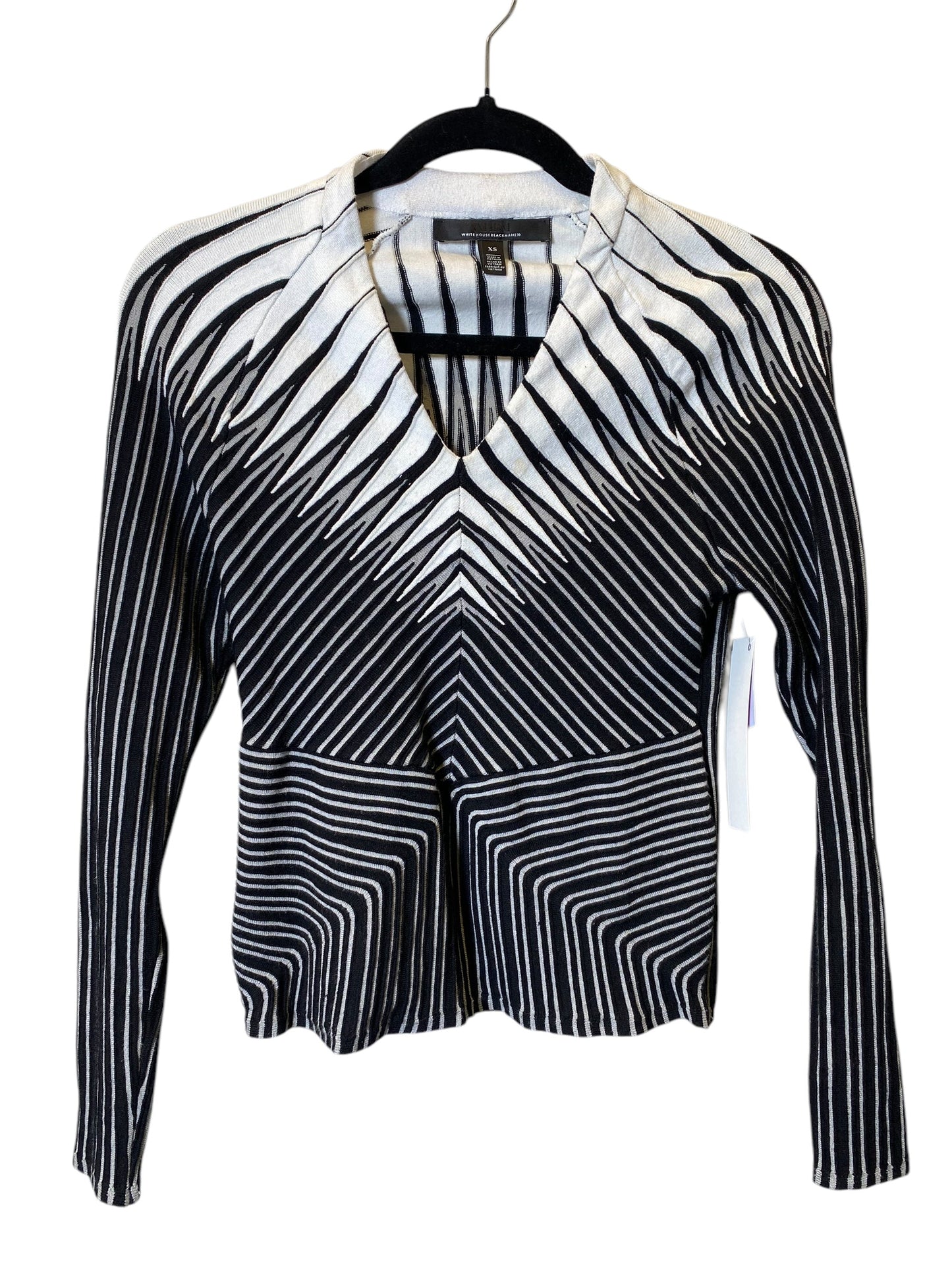 Top Long Sleeve By White House Black Market In Black & White, Size: Xs