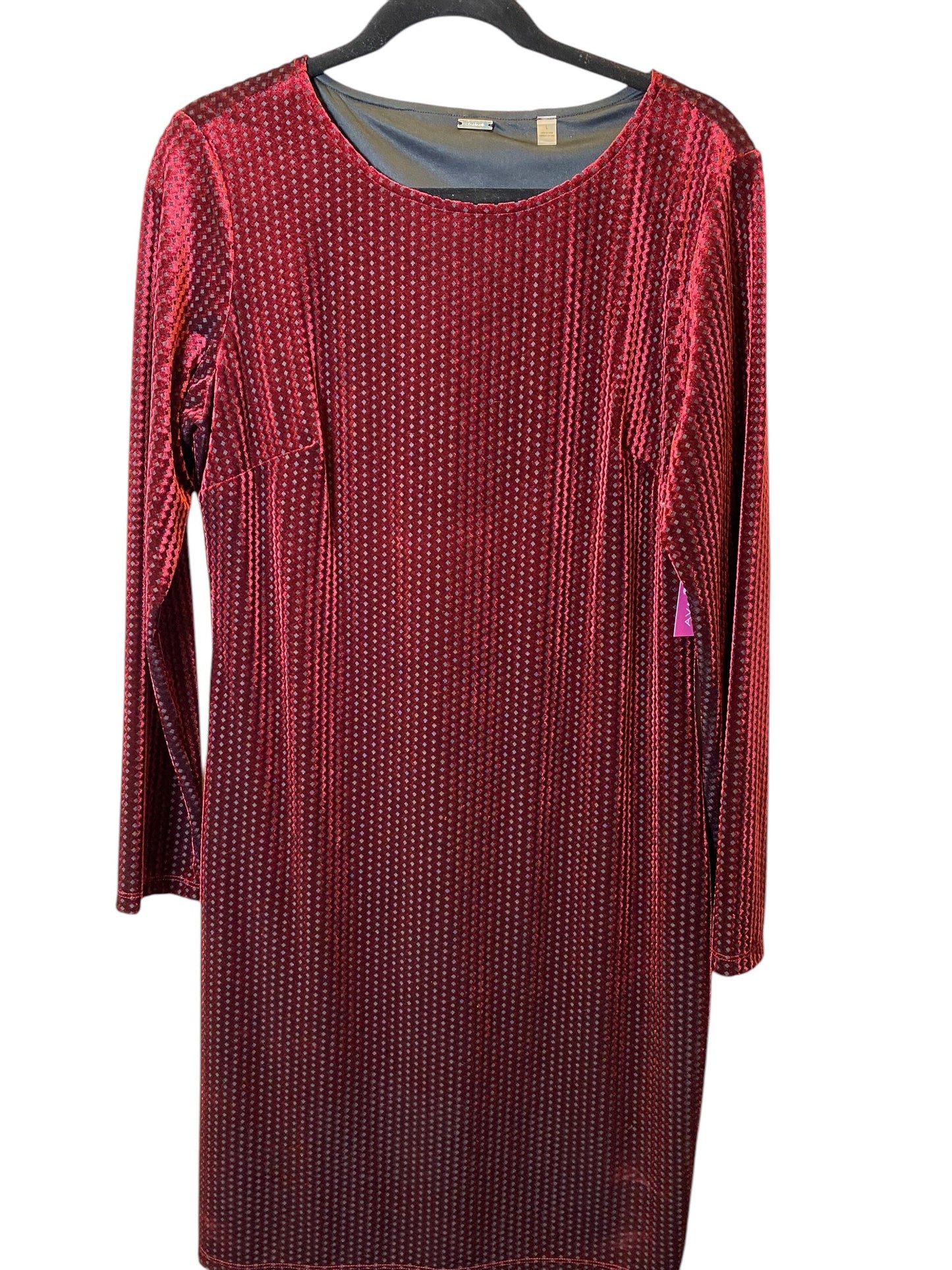 Dress Casual Midi By Tahari By Arthur Levine In Black & Red, Size: L