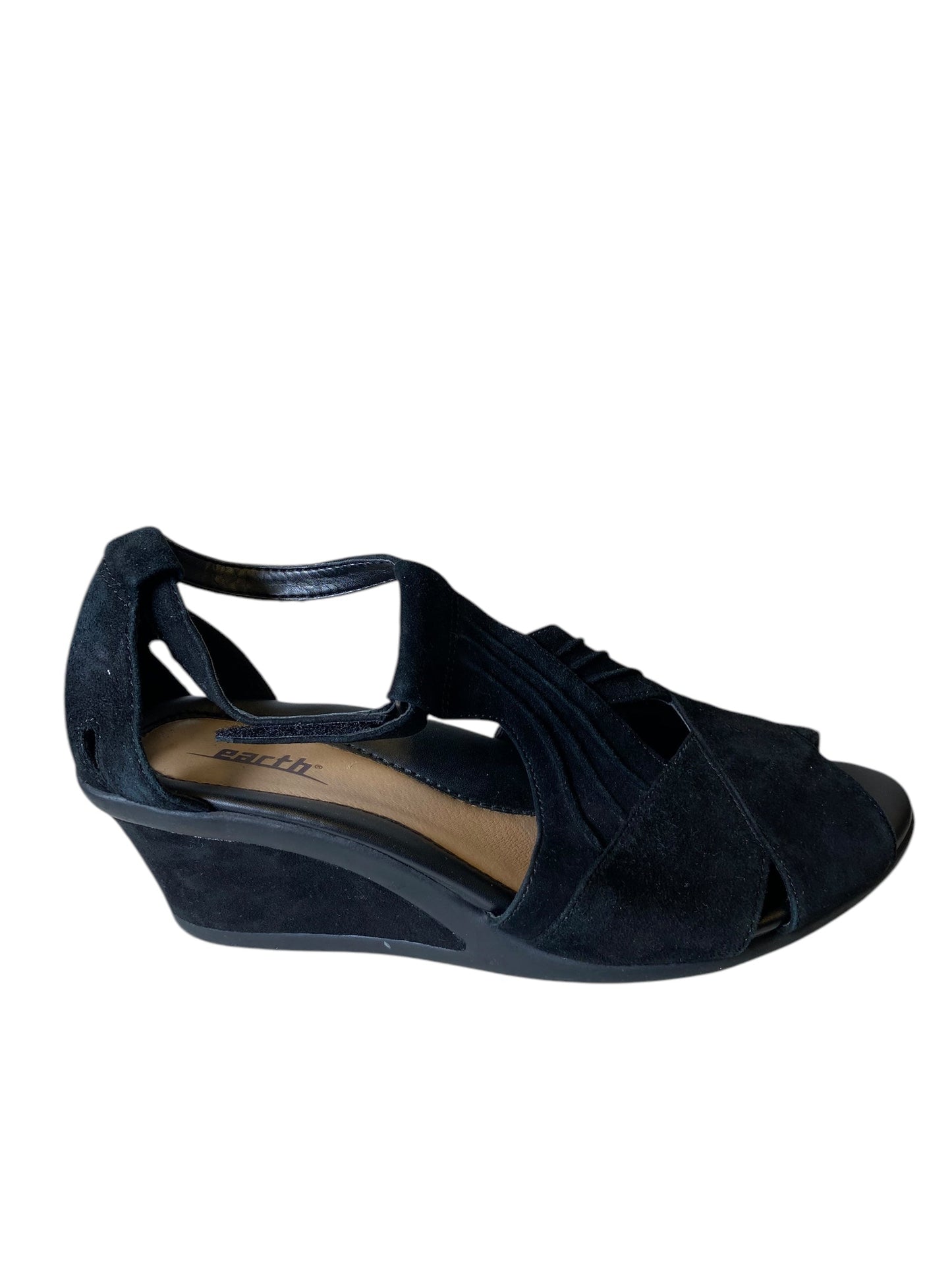 Sandals Heels Wedge By Earth In Black, Size: 9.5