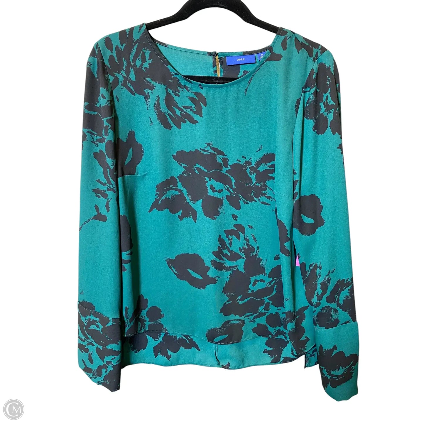Top Long Sleeve By Apt 9 In Black & Green, Size: M