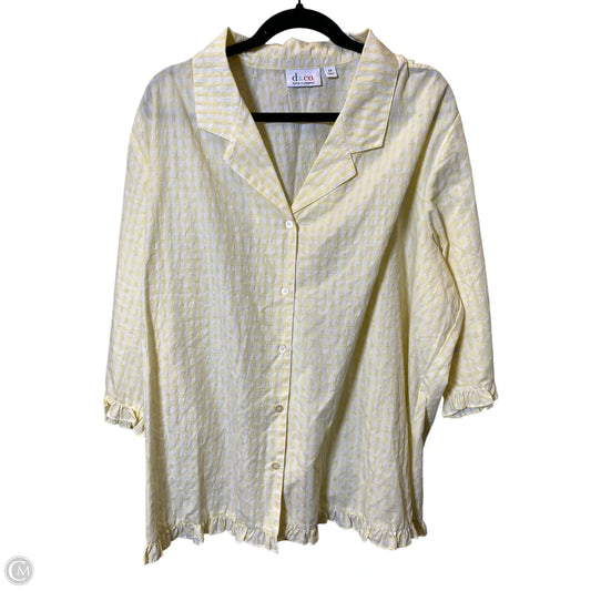 Blouse 3/4 Sleeve By Cmc In Yellow, Size: 3x