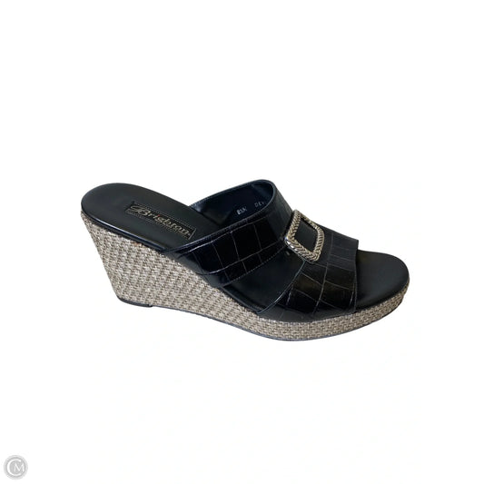 Sandals Heels Wedge By Brighton In Black & Brown, Size: 8.5