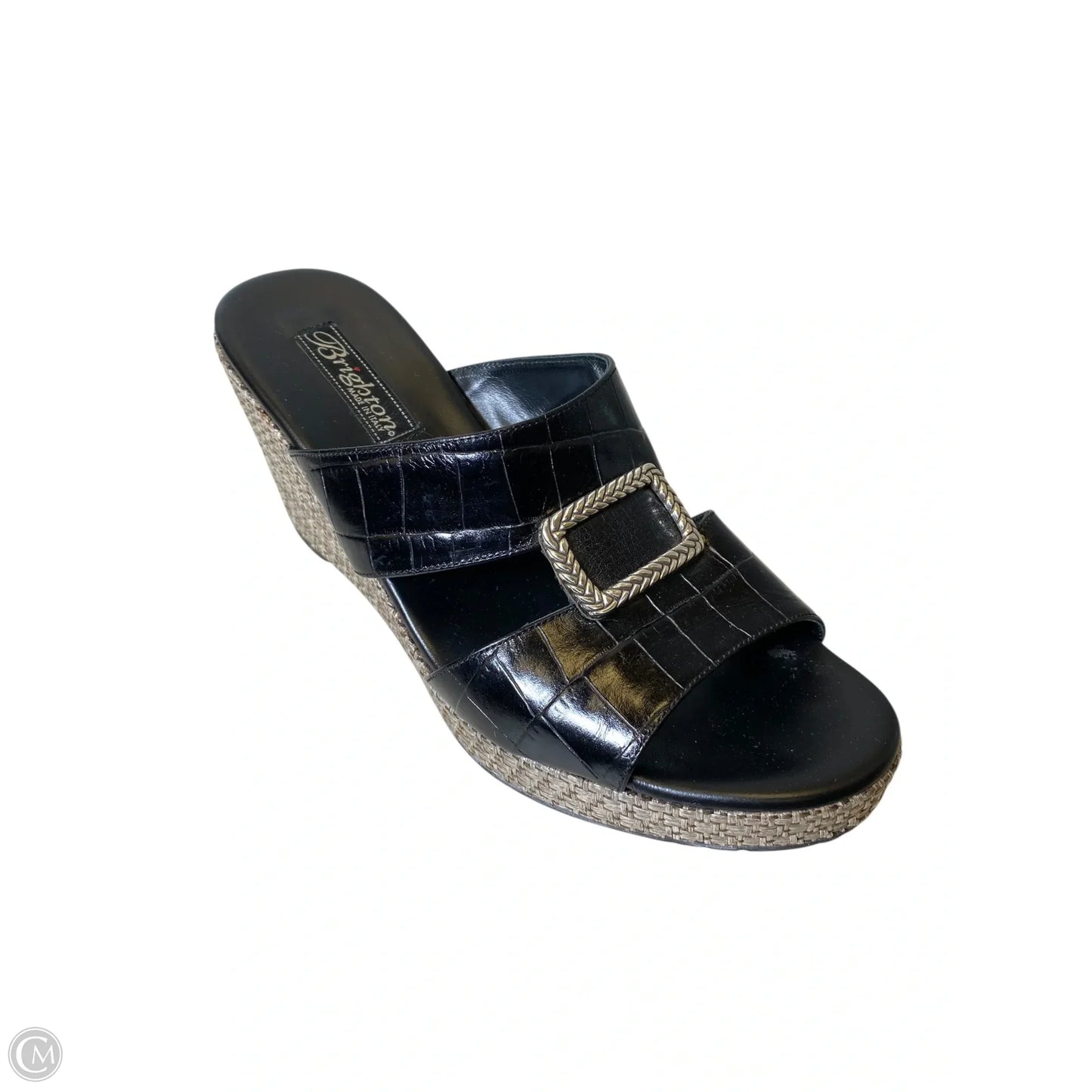 Sandals Heels Wedge By Brighton In Black & Brown, Size: 8.5