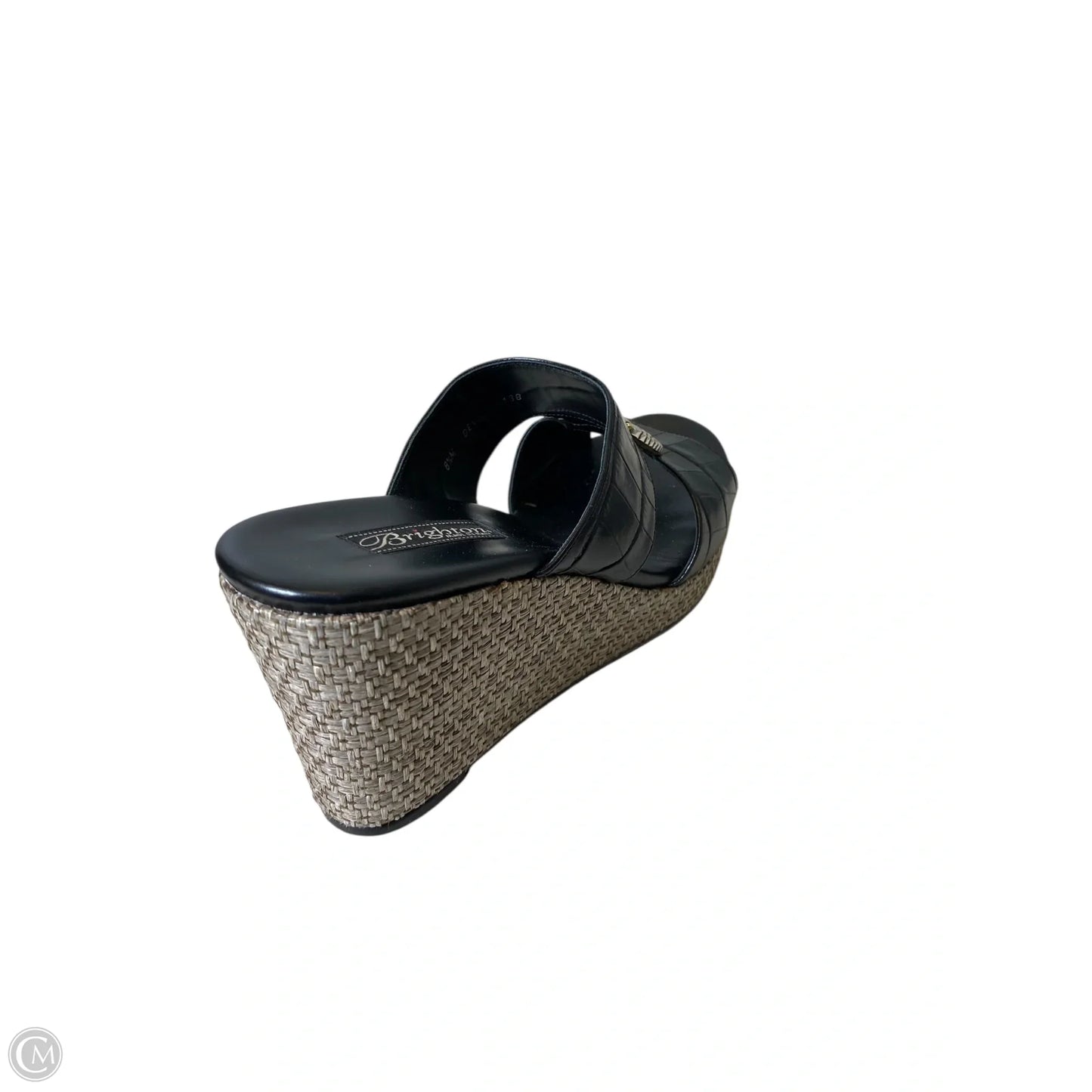 Sandals Heels Wedge By Brighton In Black & Brown, Size: 8.5