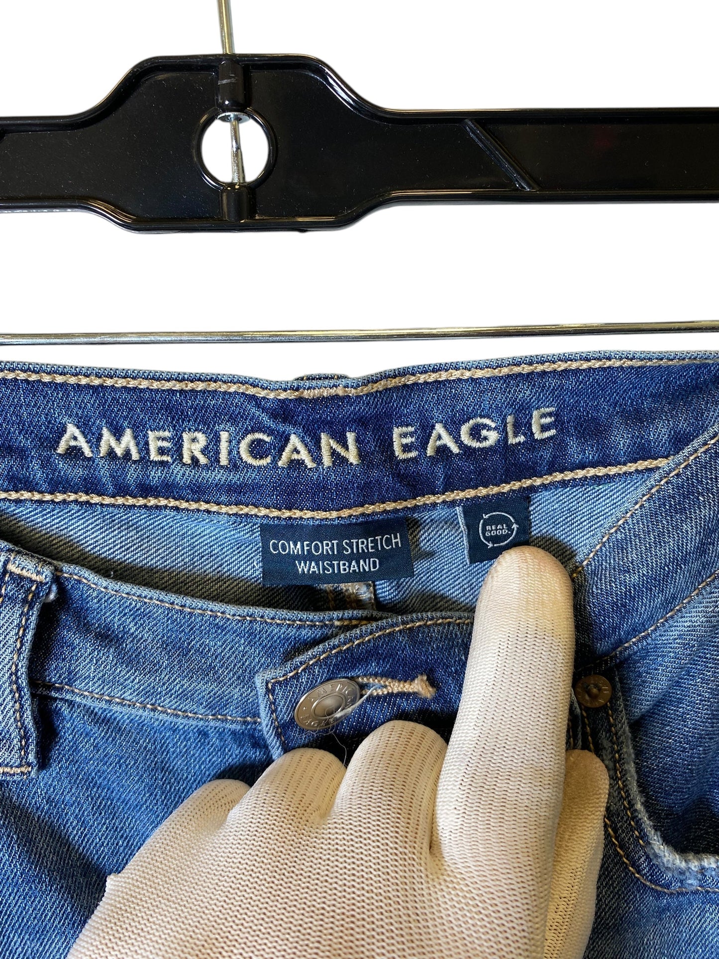 Jeans Straight By American Eagle In Blue Denim, Size: 8