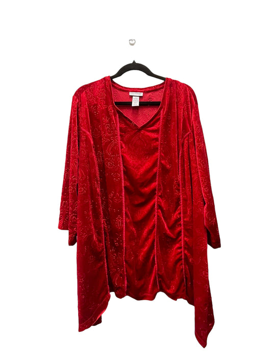 Top 3/4 Sleeve By Catherines In Red, Size: 3x