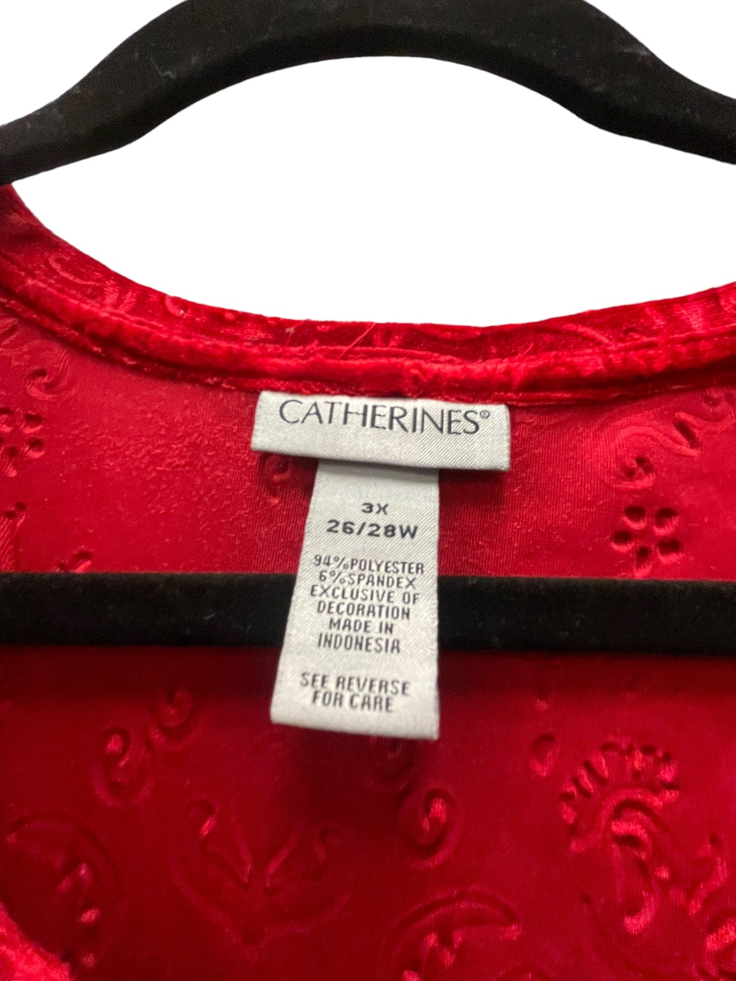 Top 3/4 Sleeve By Catherines In Red, Size: 3x