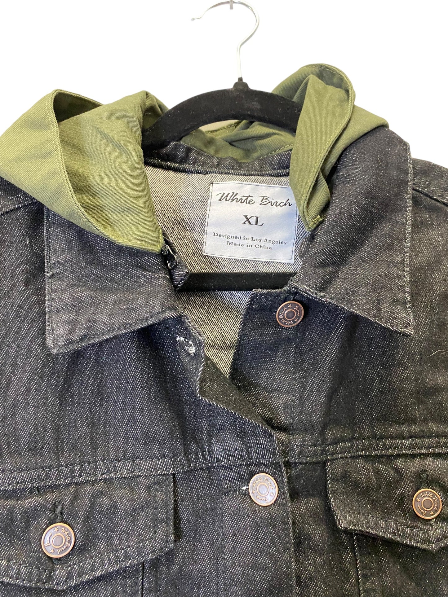 Jacket Denim By White Birch In Black & Green, Size: Xl