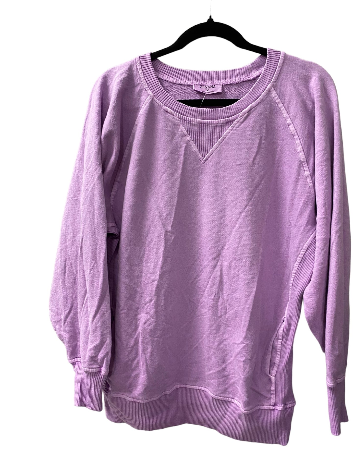 Sweatshirt Crewneck By Zenana Outfitters In Purple, Size: M