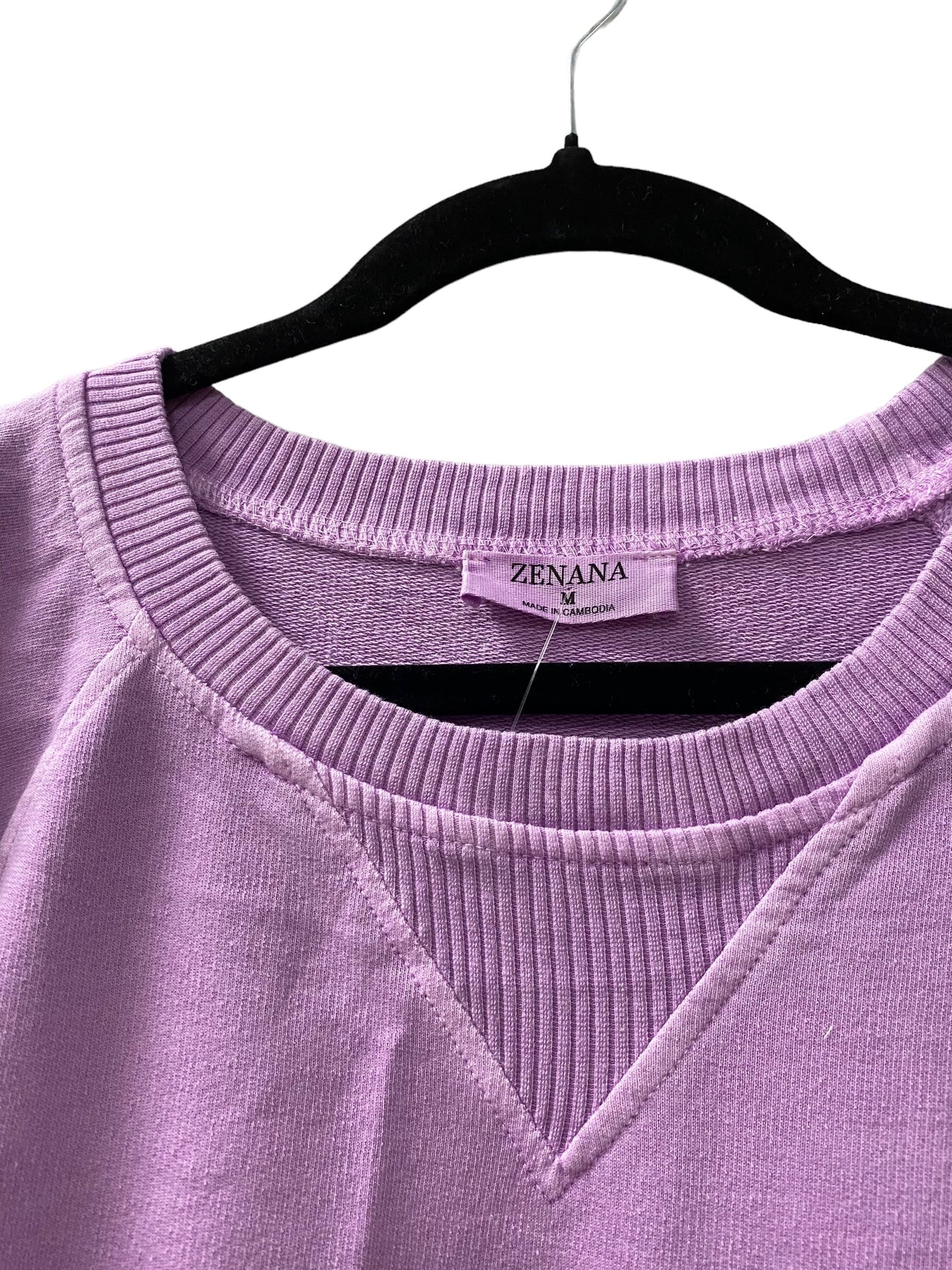 Sweatshirt Crewneck By Zenana Outfitters In Purple, Size: M