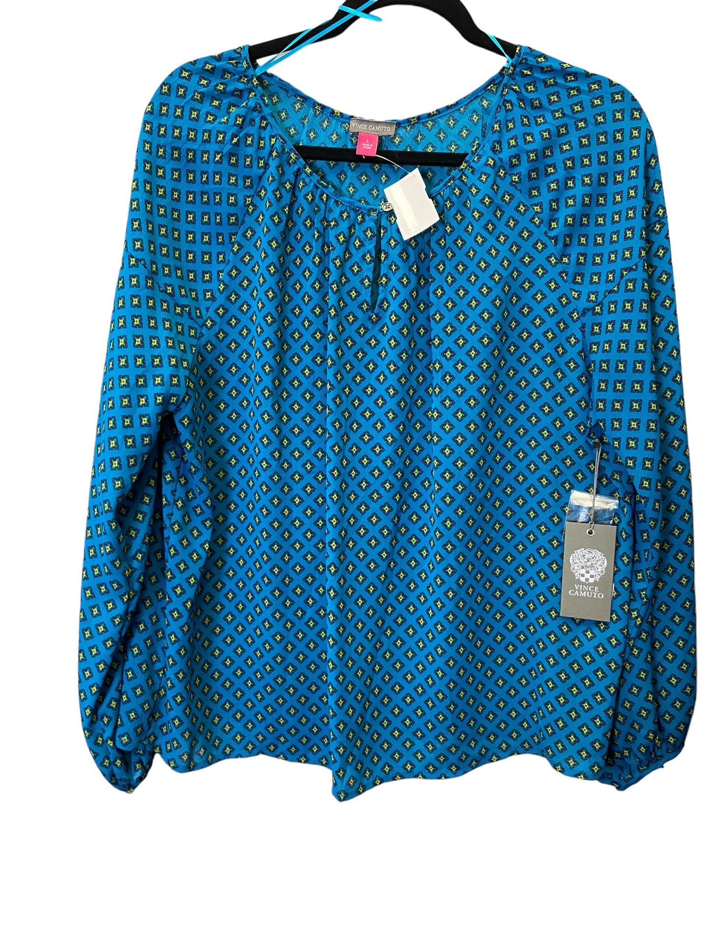 Top Long Sleeve By Vince Camuto In Teal, Size: L