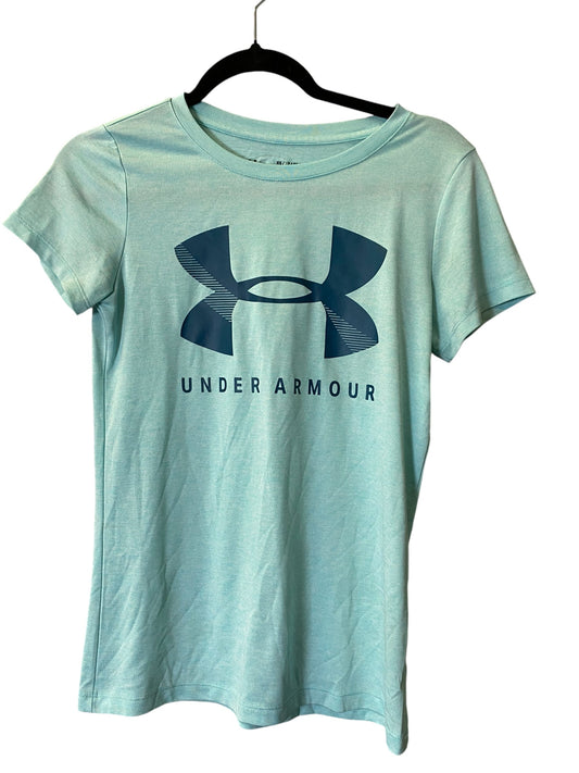 Athletic Top Short Sleeve By Under Armour In Teal, Size: Xs