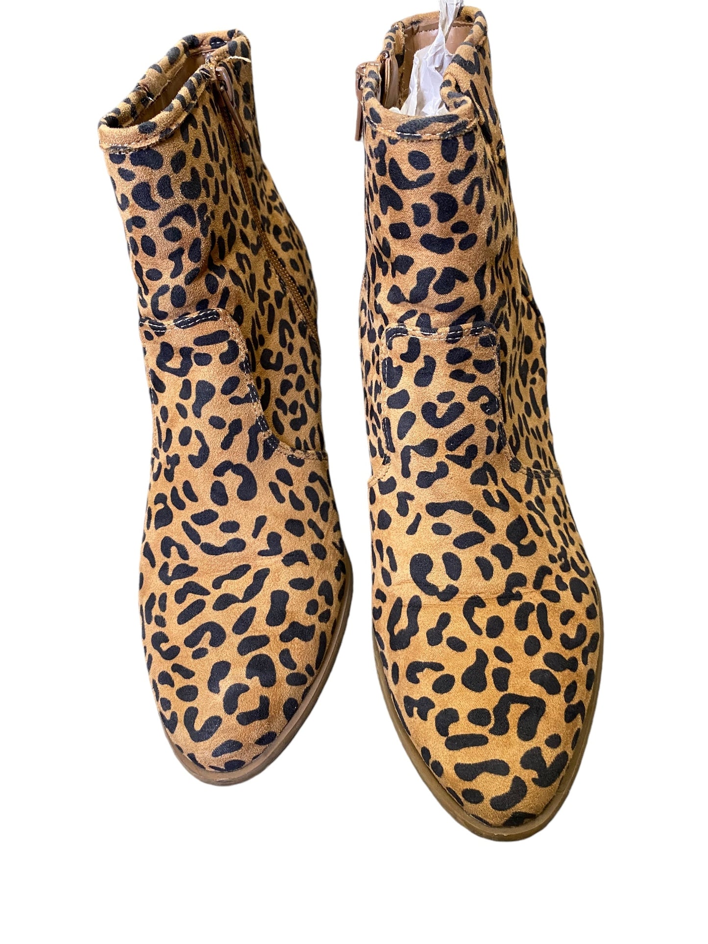 Boots Ankle Heels By Carlos Santana In Animal Print, Size: 10