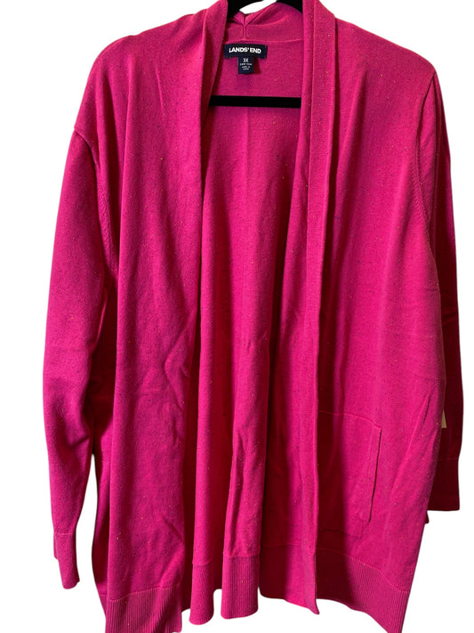 Sweater Cardigan By Lands End In Pink, Size: 3x