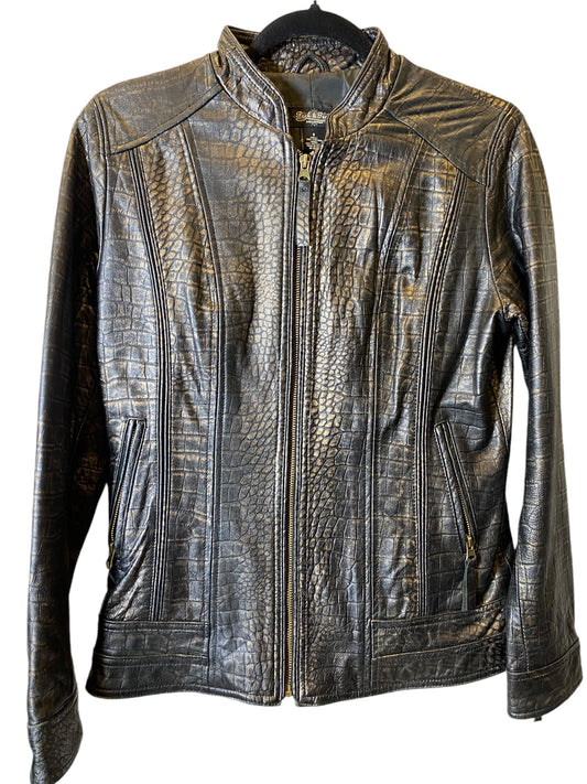 Jacket Leather By Peck And Peck In Bronze, Size: S